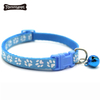 Manufacturer wholesale multi-colors paw print adjustable nylon cat dog collar with bell