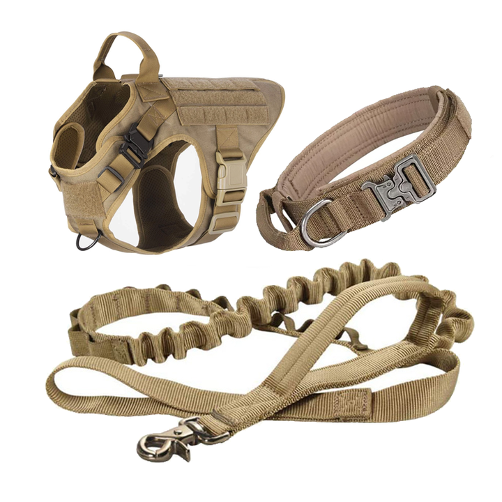 Heavy Duty Custom Designer Adjustable Luxury Fancy Fashion Military Tactical Service Harness Dog Collar and Leash Set