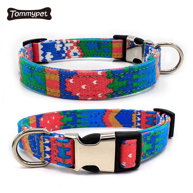 Multiple Colors Bohemian Style Dog Collar Quick Release Adjustable Pet Collar for Dog