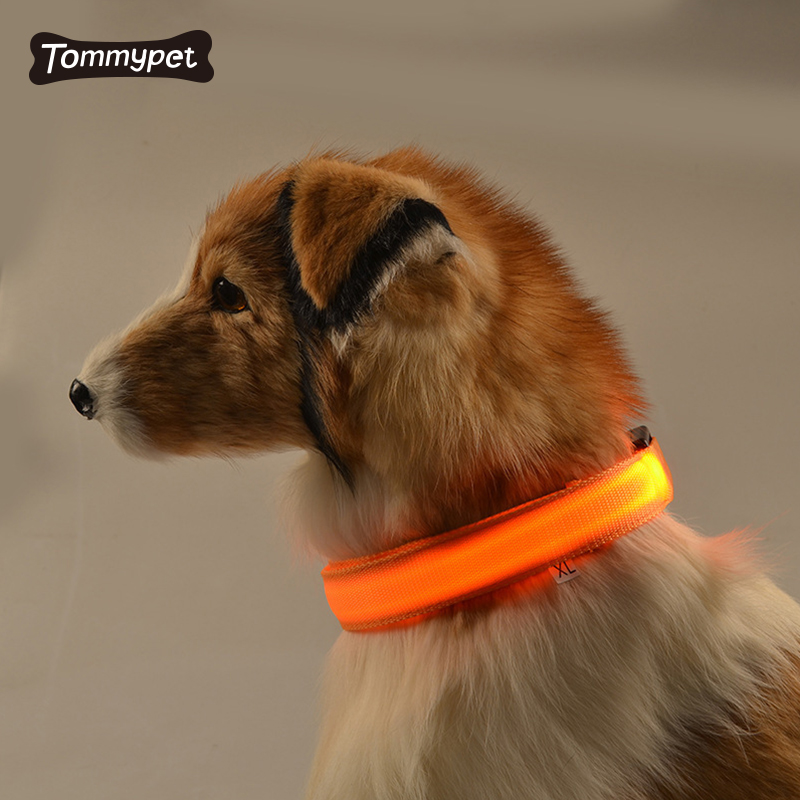 Pet Supplies Custom Wholesale Nylon Waterproof Rechargeable Luminous Glow Necklace Dog collar Led Light Pet Dog Collar