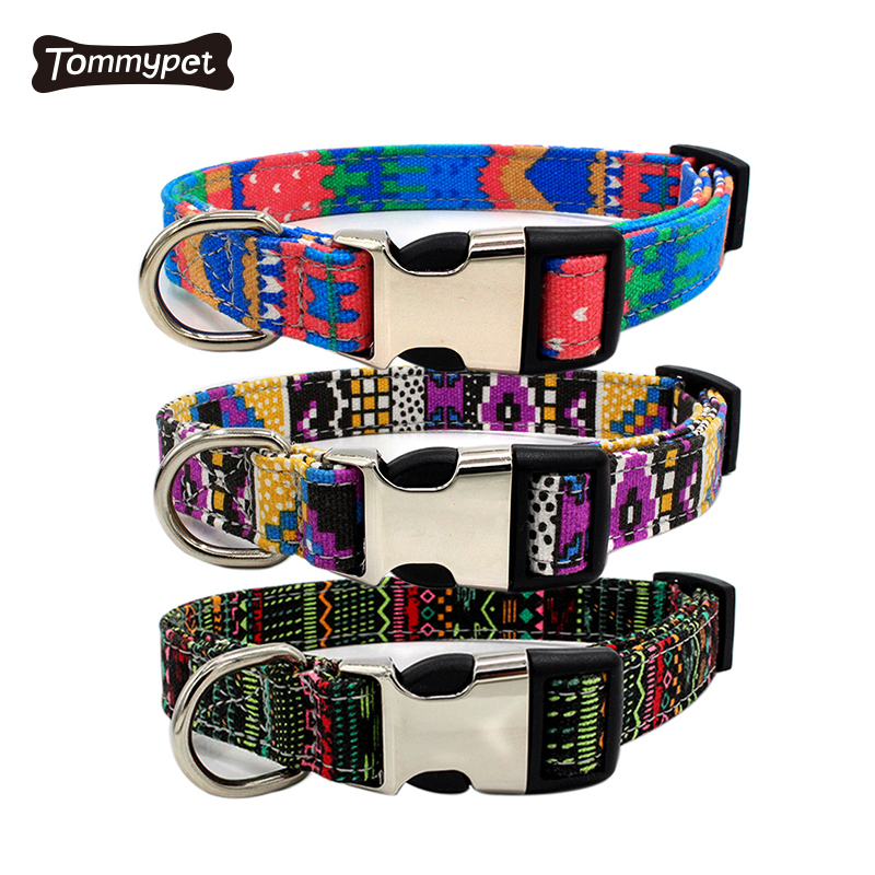 Multiple Colors Bohemian Style Dog Collar Quick Release Adjustable Pet Collar for Dog