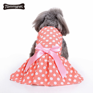 Cute Polka Dot Ribbon Cozy Sleeveless Dog Clothes Shirt Sundress Pet Dog tutu Dress