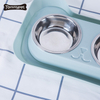 Double Pet Bowls Dog Food Water Feeder Stainless Steel Pet Drinking Dish Feeder Cat Puppy Feeding Double Bowl