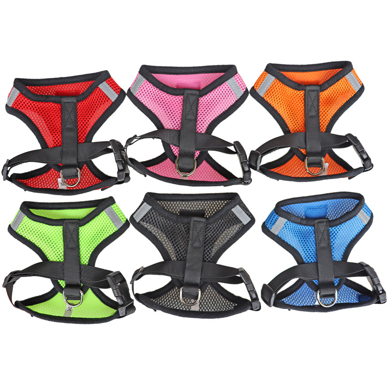 Fashion Breathable Reflective Adjustable Mesh Summer Large Dog Harness with Leash For Pet