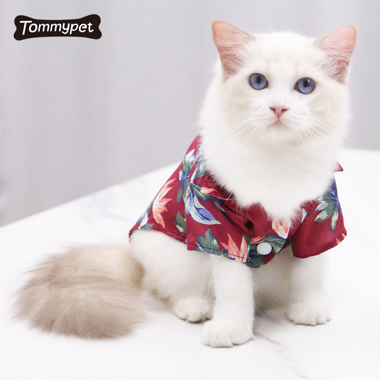 Hawaiian Style Puppy Cat Floral Dog Shirts Clothes Dog Summer Shirt