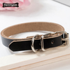 Soft Genuine leather heavy duty dog collars grain padded pet collar