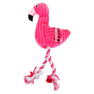 Pink Pet Bite Toy Squeaky Plush Chew Flamingo Dog Rope Toy for Chewing