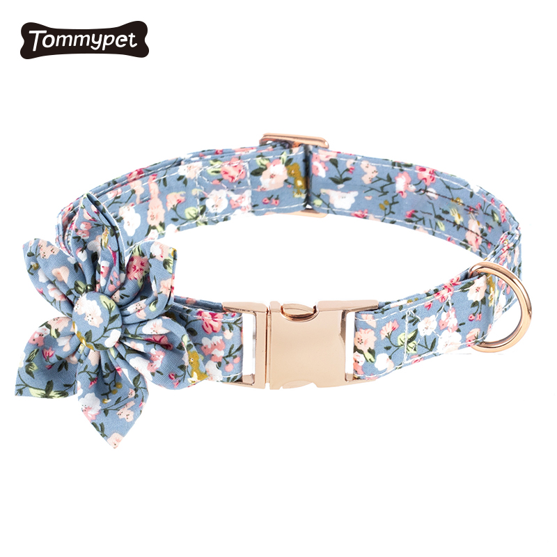 2021 Factory Wholesale Bow Tie Necklace Gifts Sun Flowers Dog Collar For Pet With Rose Gold Metal Buckle