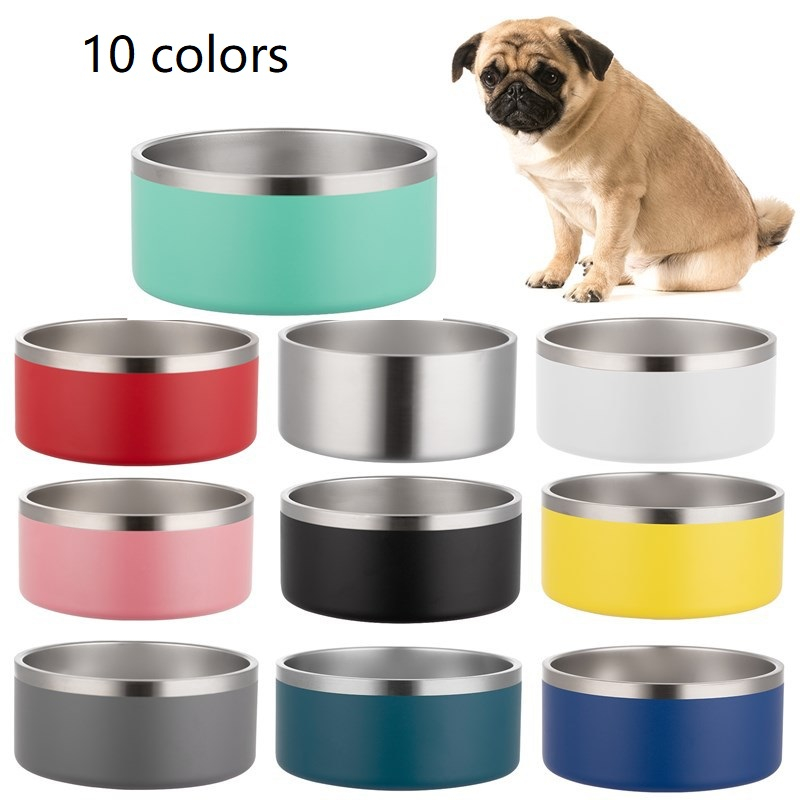 64 oz Wholesale Large Stainless Steel Pet Bowls Food Feeder Powder Coat Metal Cat Dog Bowls